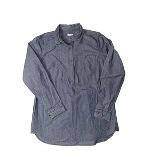 Carhartt Womens‎ Blue Chambray Long Sleeve Button Up Shirt Top Medium M